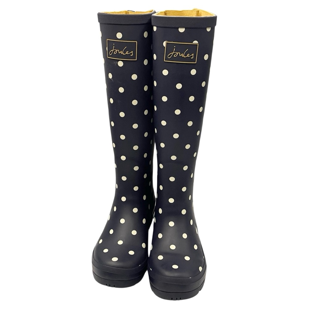 Joules polka dot tall rain boots women’s Size 6 navy blue/white - Picture 9 of 15